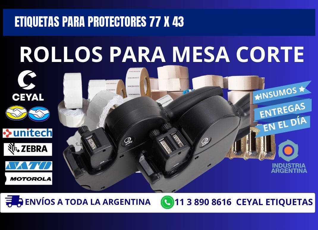 ETIQUETAS PARA PROTECTORES 77 x 43