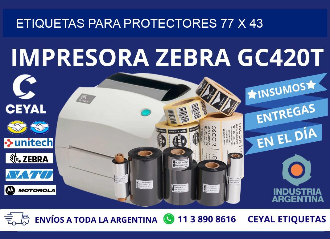 ETIQUETAS PARA PROTECTORES 77 x 43