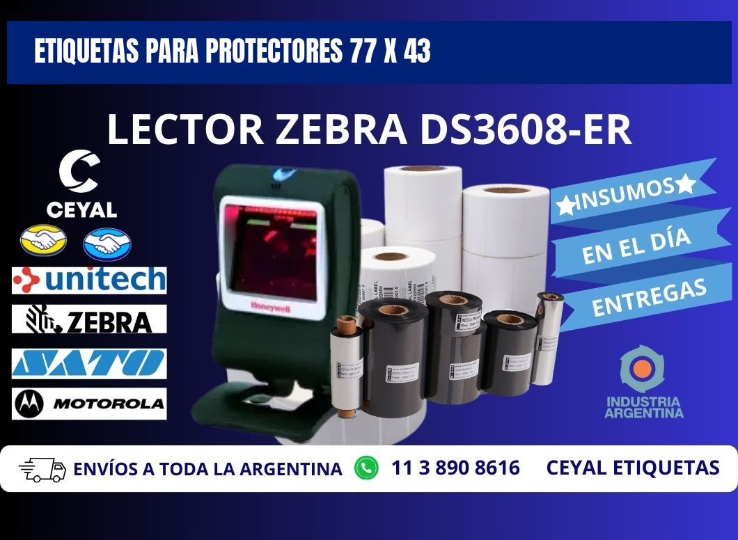 ETIQUETAS PARA PROTECTORES 77 x 43