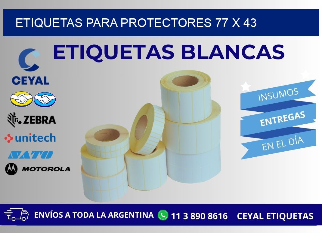 ETIQUETAS PARA PROTECTORES 77 x 43