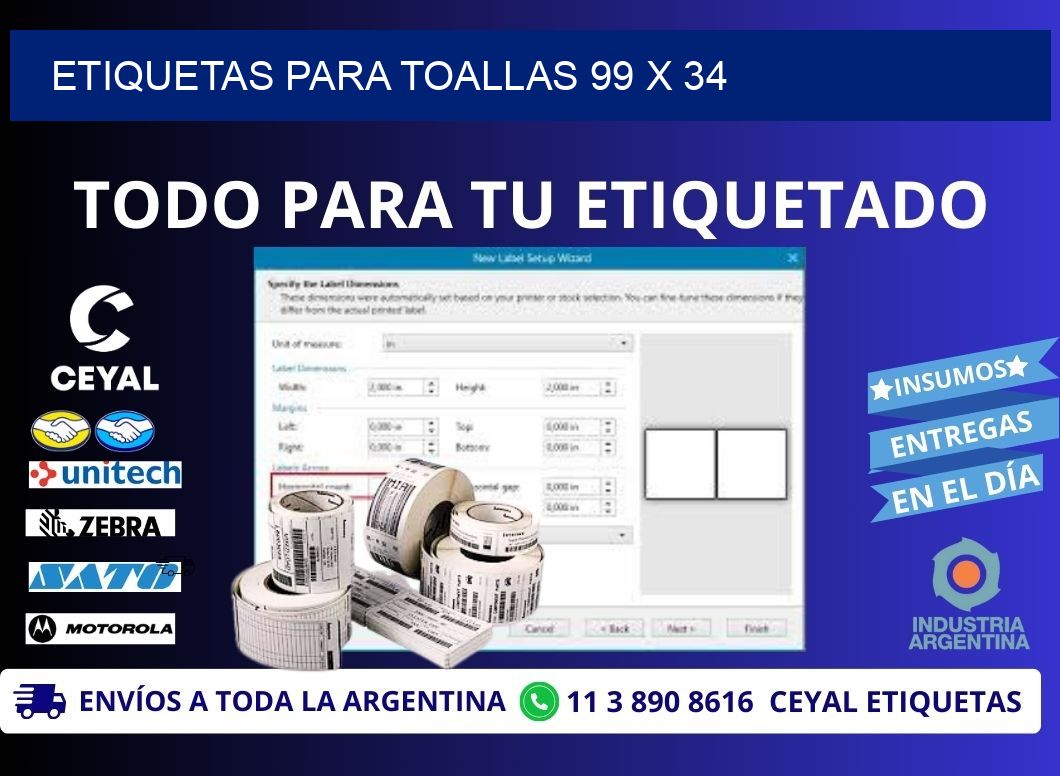 ETIQUETAS PARA TOALLAS 99 x 34