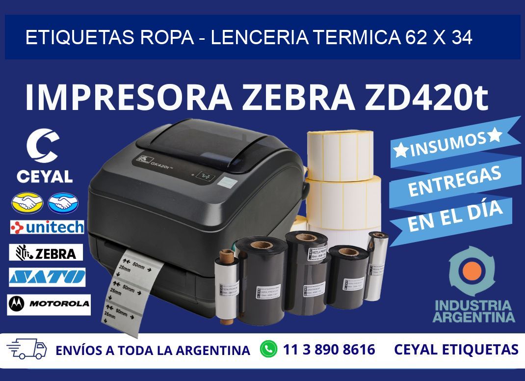 ETIQUETAS ROPA – LENCERIA TERMICA 62 x 34