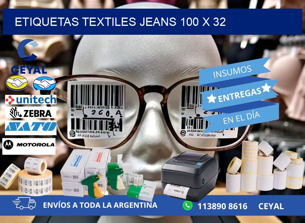 ETIQUETAS TEXTILES JEANS 100 x 32