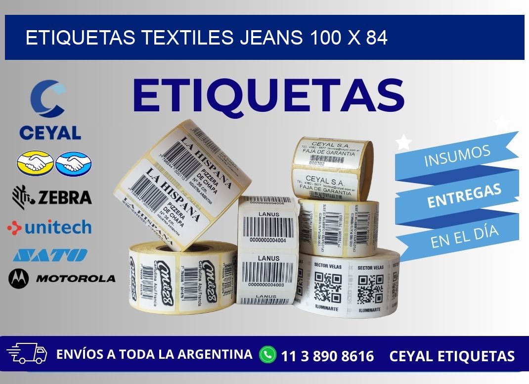 ETIQUETAS TEXTILES JEANS 100 x 84