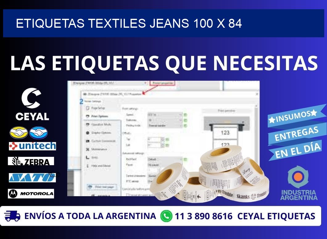 ETIQUETAS TEXTILES JEANS 100 x 84