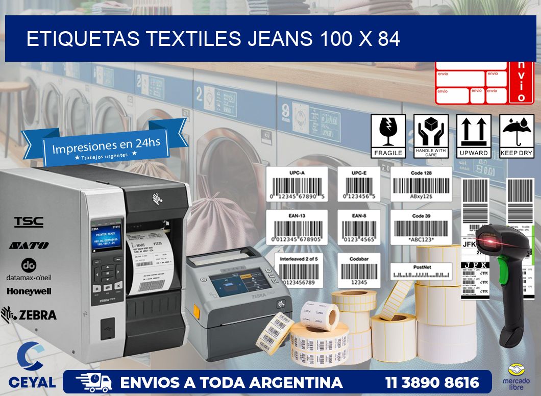 ETIQUETAS TEXTILES JEANS 100 x 84