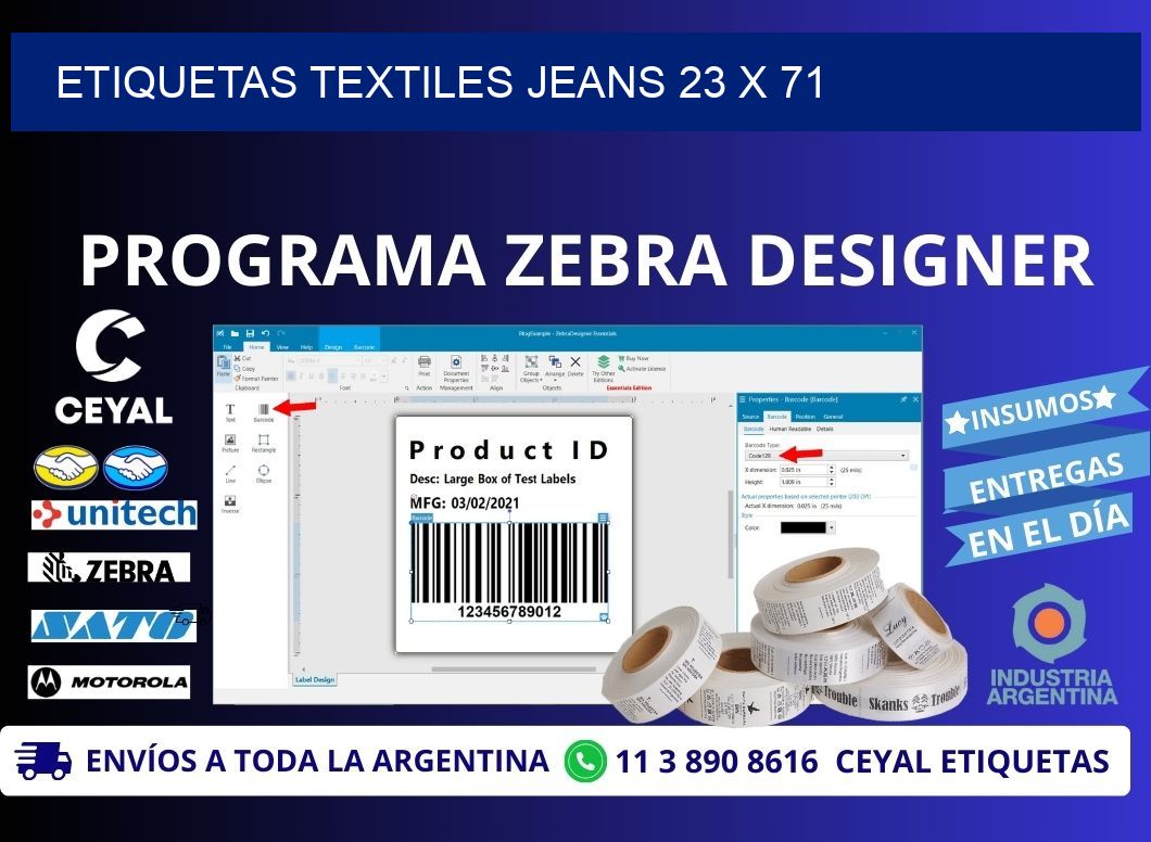 ETIQUETAS TEXTILES JEANS 23 x 71
