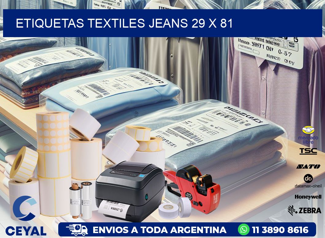 ETIQUETAS TEXTILES JEANS 29 x 81