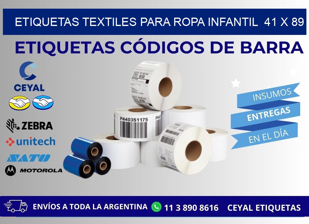 ETIQUETAS TEXTILES PARA ROPA INFANTIL 41 x 89