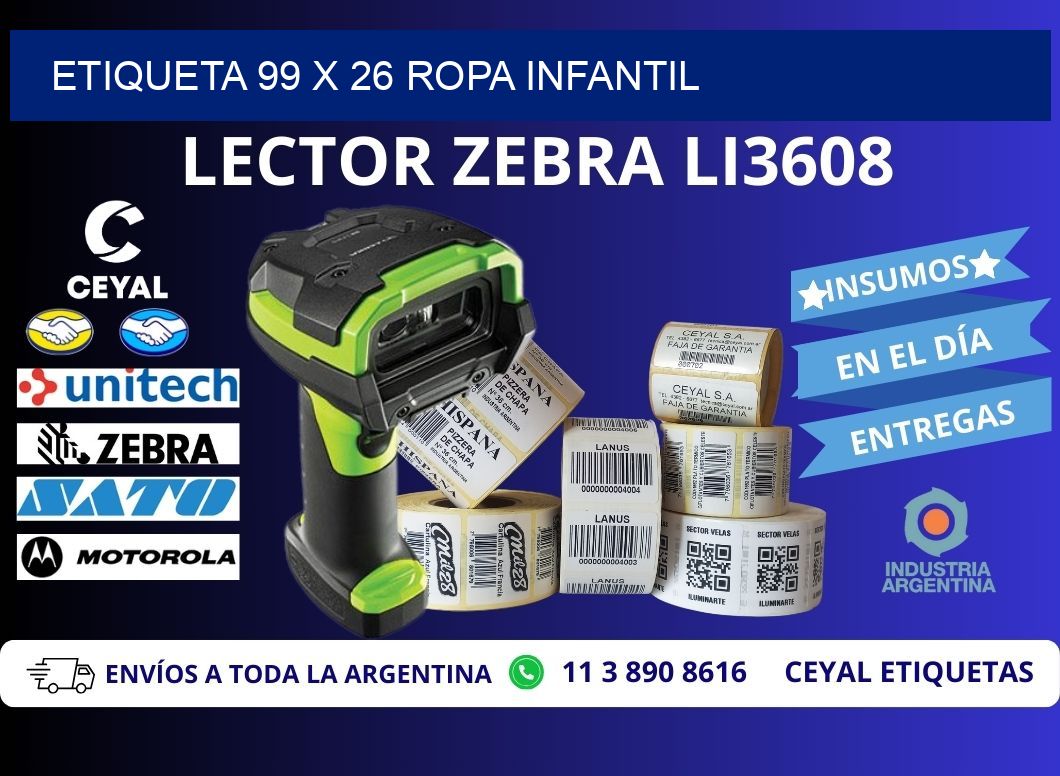 Etiqueta 99 x 26 ropa infantil