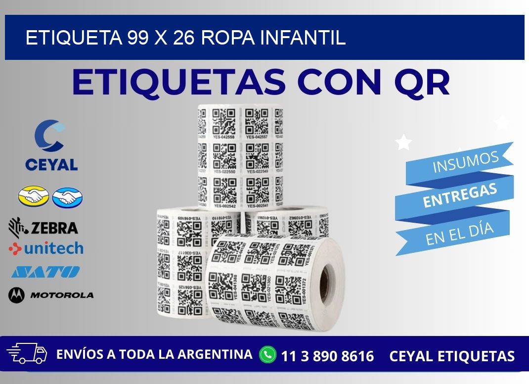 Etiqueta 99 x 26 ropa infantil