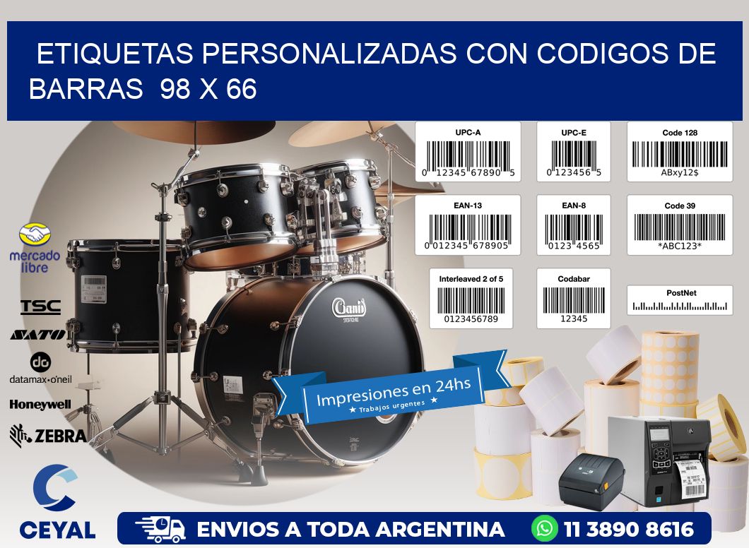 Etiquetas Personalizadas con Codigos de Barras 98 x 66