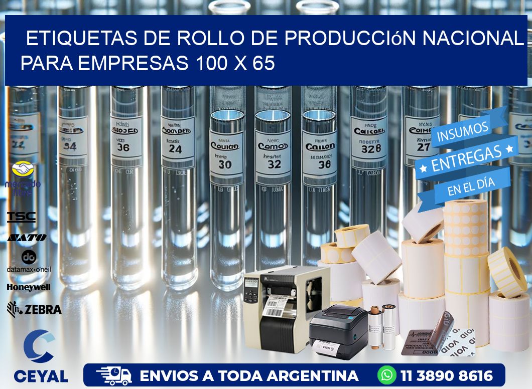 Etiquetas de Rollo de Producción Nacional para Empresas 100 x 65