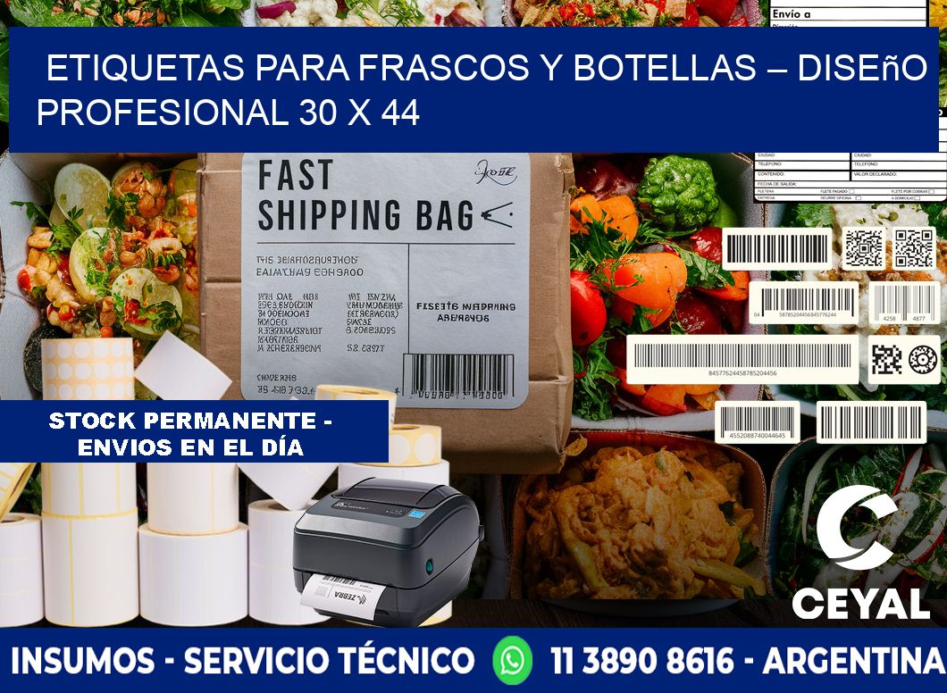 Etiquetas para frascos y botellas – Diseño profesional 30 x 44