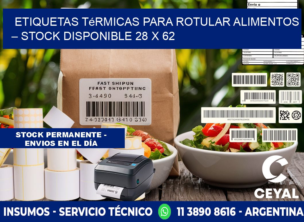 Etiquetas térmicas para rotular alimentos – Stock disponible 28 x 62