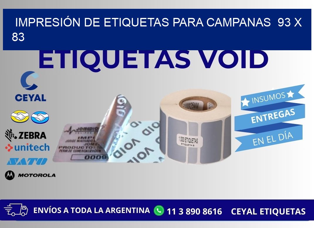 IMPRESIÓN DE ETIQUETAS PARA CAMPANAS 93 x 83
