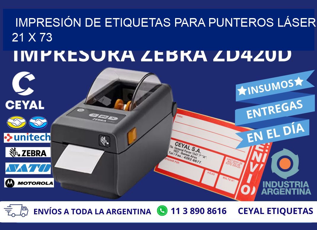 IMPRESIÓN DE ETIQUETAS PARA PUNTEROS LÁSER 21 x 73