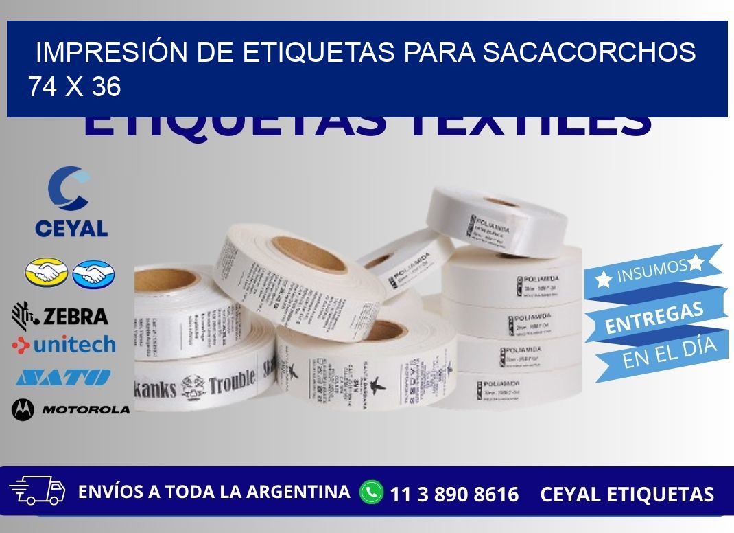 IMPRESIÓN DE ETIQUETAS PARA SACACORCHOS 74 x 36