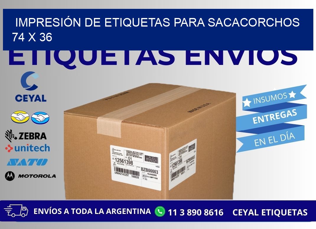 IMPRESIÓN DE ETIQUETAS PARA SACACORCHOS 74 x 36