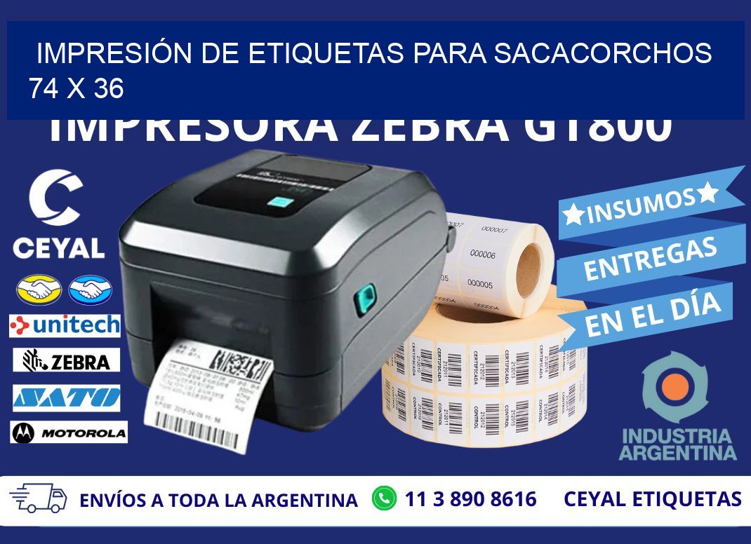 IMPRESIÓN DE ETIQUETAS PARA SACACORCHOS 74 x 36