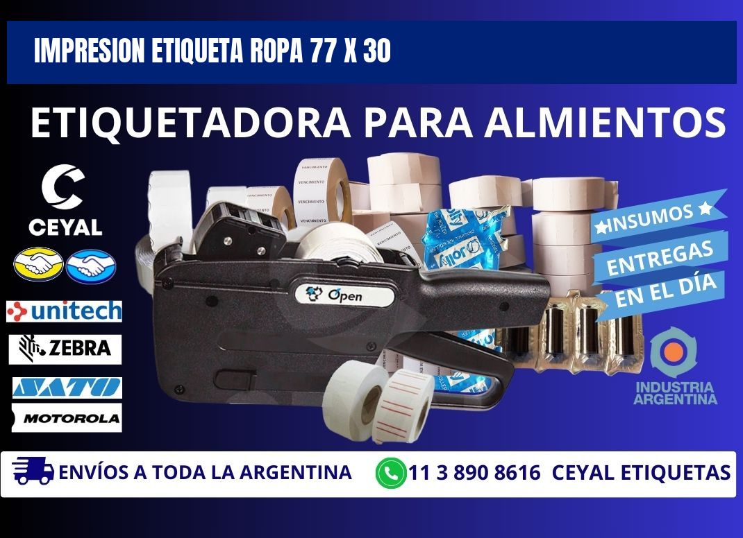 IMPRESION ETIQUETA ROPA 77 x 30
