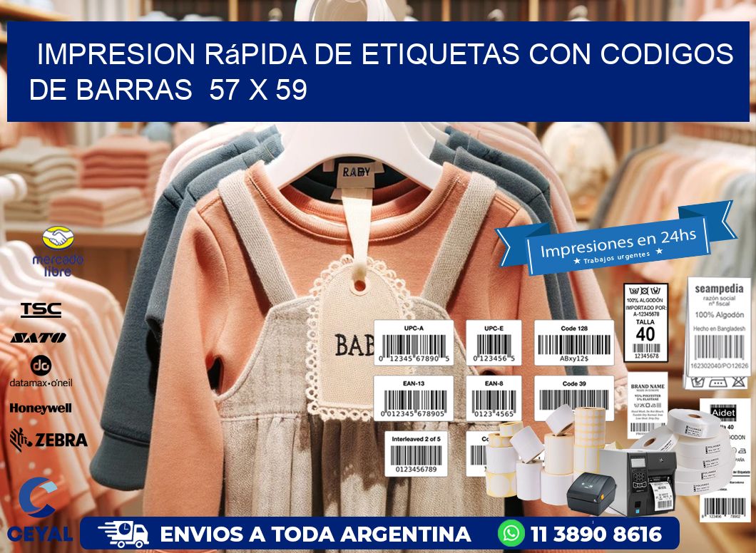 Impresion Rápida de Etiquetas con Codigos de Barras 57 x 59