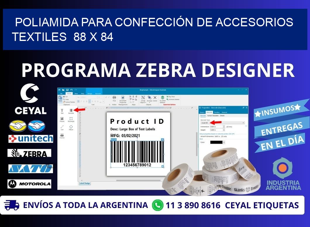 POLIAMIDA PARA CONFECCIÓN DE ACCESORIOS TEXTILES 88 x 84
