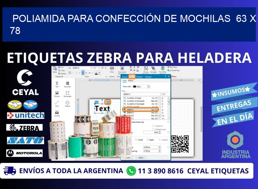 POLIAMIDA PARA CONFECCIÓN DE MOCHILAS 63 x 78