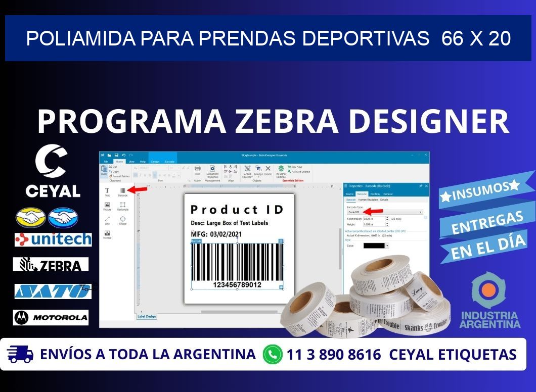 POLIAMIDA PARA PRENDAS DEPORTIVAS 66 x 20