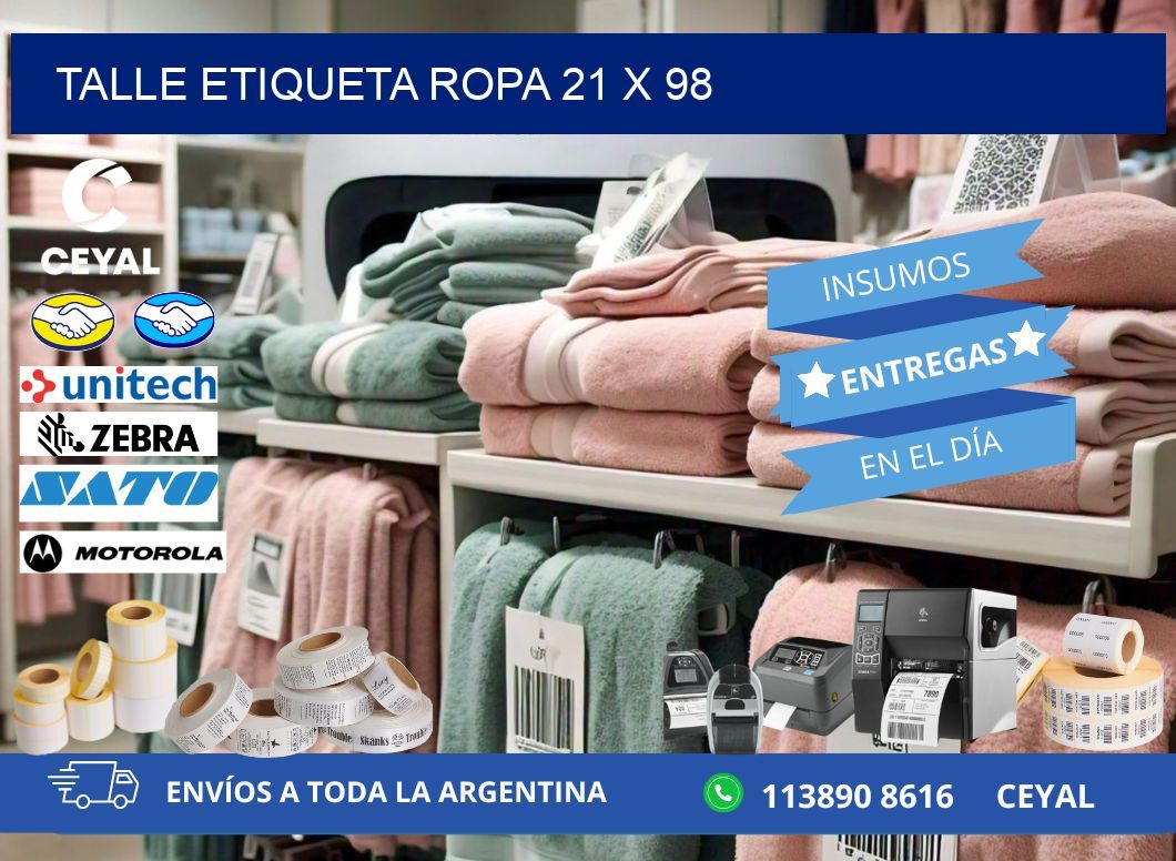 TALLE ETIQUETA ROPA 21 x 98