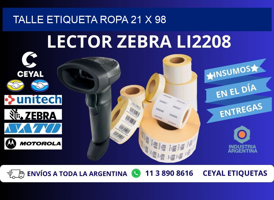 TALLE ETIQUETA ROPA 21 x 98
