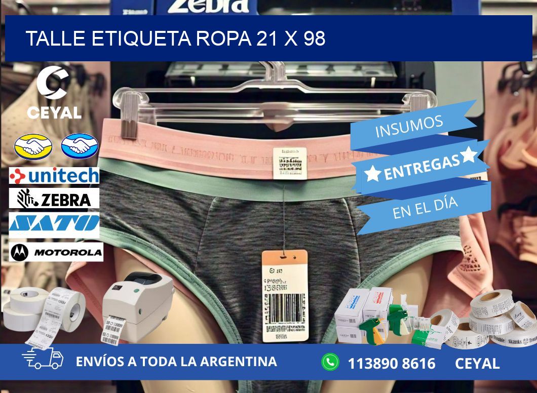 TALLE ETIQUETA ROPA 21 x 98