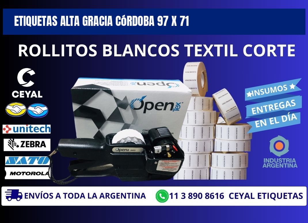 Etiquetas Alta Gracia Córdoba 97 x 71