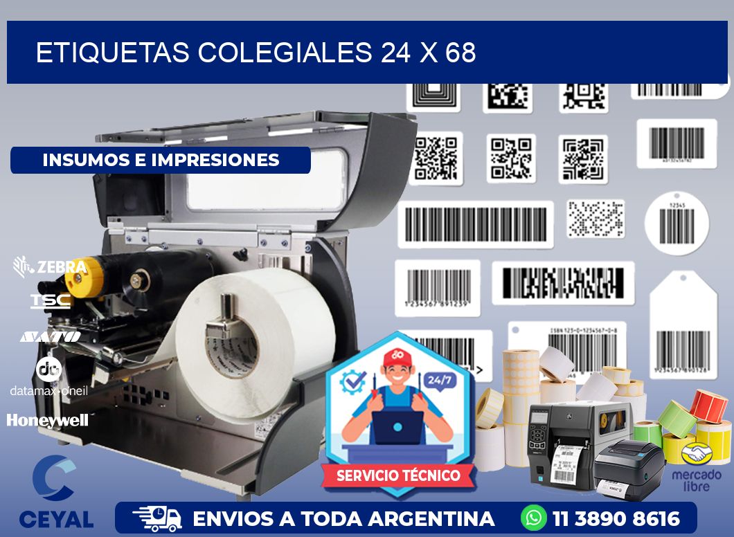 Etiquetas Colegiales 24 x 68