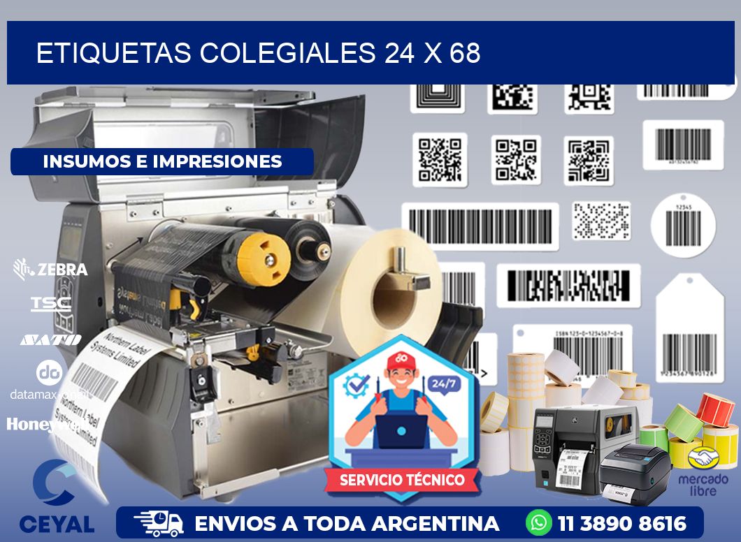 Etiquetas Colegiales 24 x 68