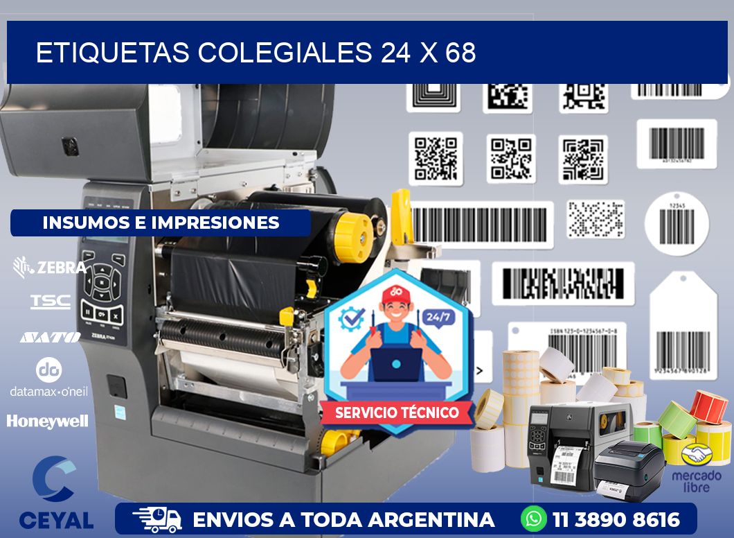 Etiquetas Colegiales 24 x 68