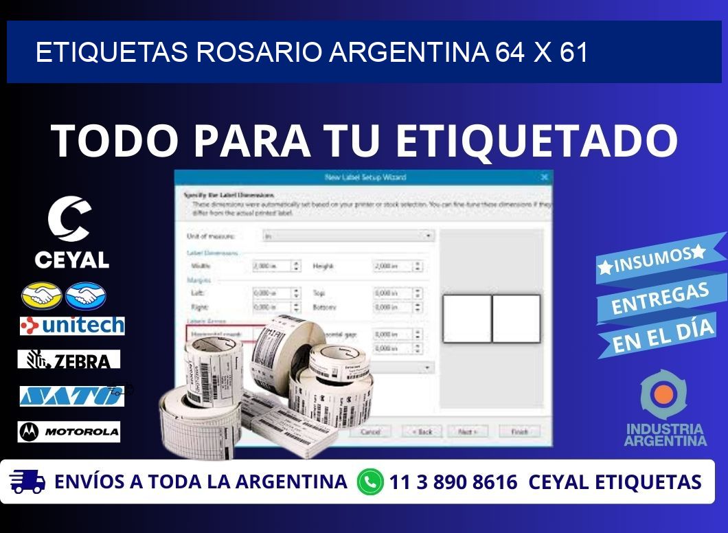 Etiquetas Rosario Argentina 64 x 61