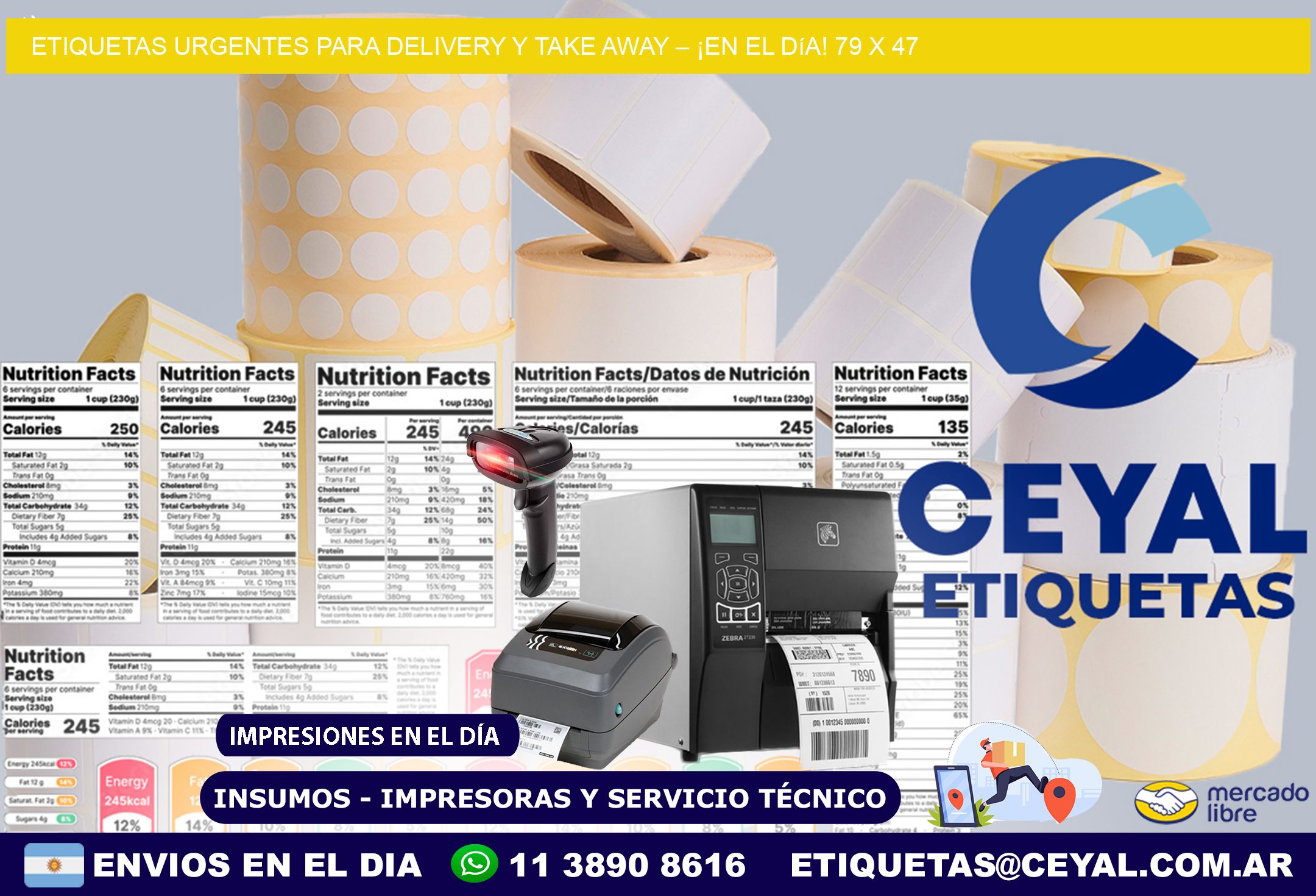 Etiquetas Urgentes para Delivery y Take Away – ¡En el Día! 79 x 47