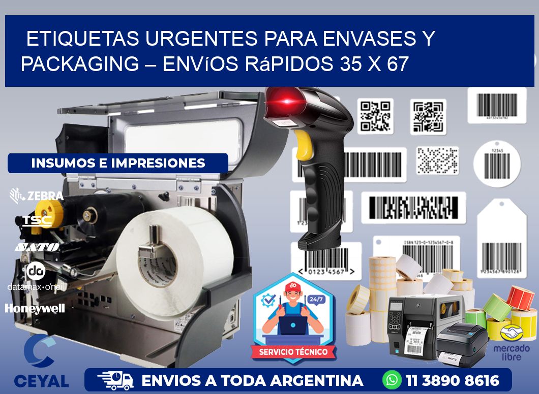 Etiquetas Urgentes para Envases y Packaging – Envíos Rápidos 35 x 67