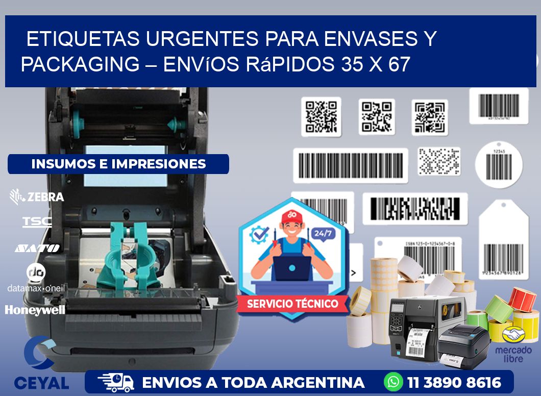Etiquetas Urgentes para Envases y Packaging – Envíos Rápidos 35 x 67