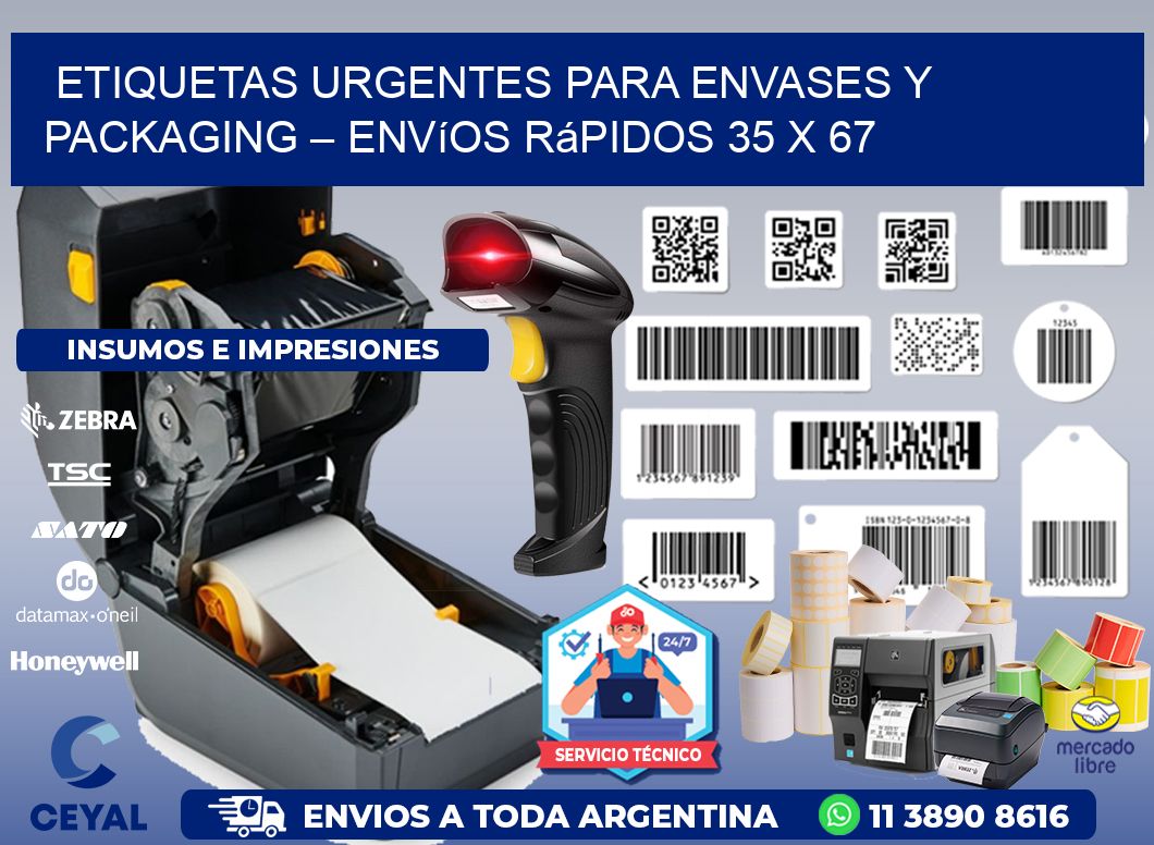 Etiquetas Urgentes para Envases y Packaging – Envíos Rápidos 35 x 67