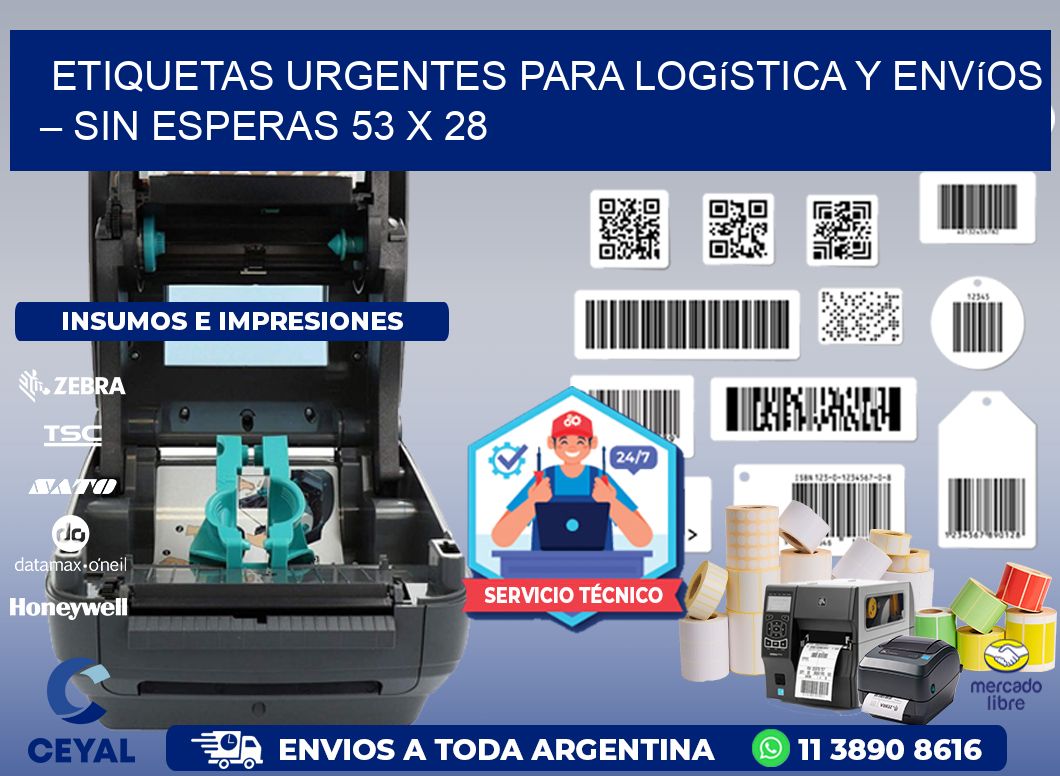 Etiquetas Urgentes para Logística y Envíos – Sin Esperas 53 x 28