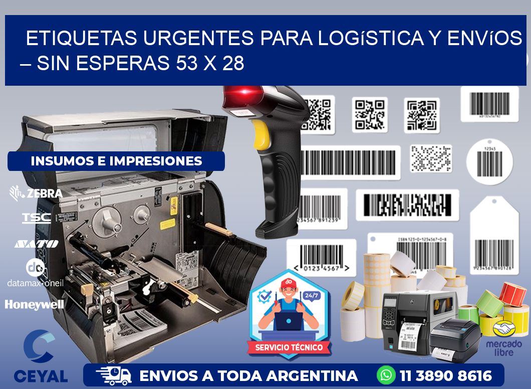 Etiquetas Urgentes para Logística y Envíos – Sin Esperas 53 x 28