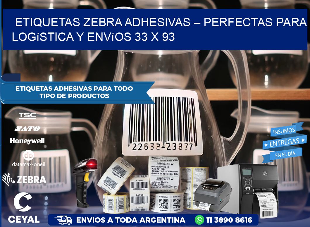 Etiquetas Zebra Adhesivas – Perfectas para Logística y Envíos 33 x 93