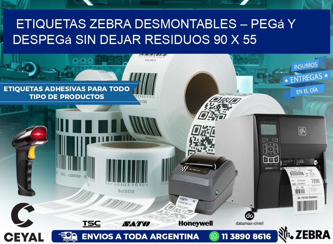 Etiquetas Zebra Desmontables – Pegá y Despegá Sin Dejar Residuos 90 x 55