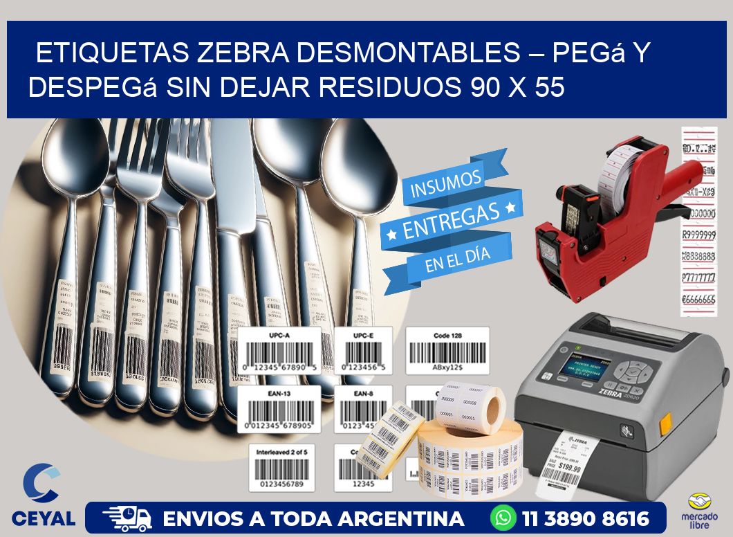 Etiquetas Zebra Desmontables – Pegá y Despegá Sin Dejar Residuos 90 x 55