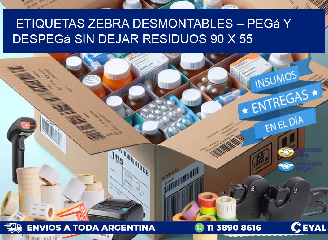 Etiquetas Zebra Desmontables – Pegá y Despegá Sin Dejar Residuos 90 x 55