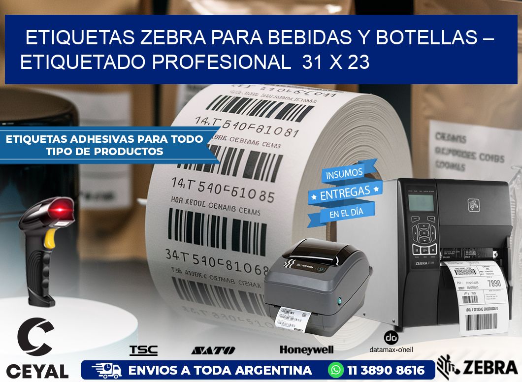 Etiquetas Zebra para Bebidas y Botellas – Etiquetado Profesional 31 x 23