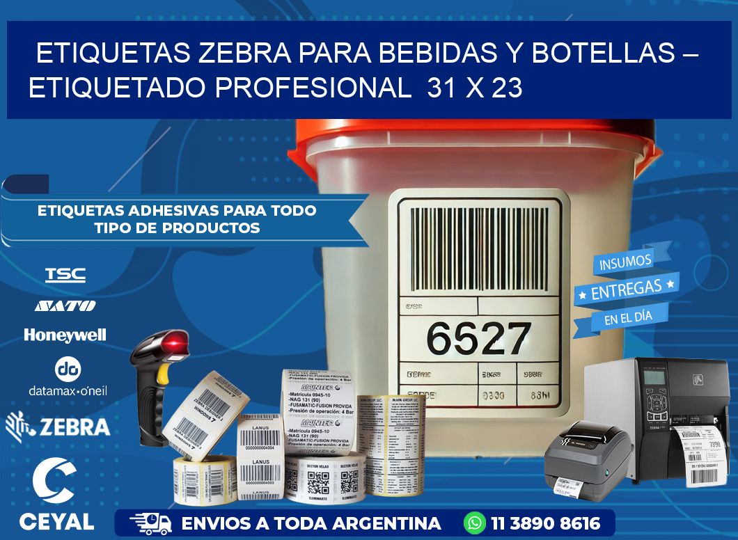 Etiquetas Zebra para Bebidas y Botellas – Etiquetado Profesional 31 x 23