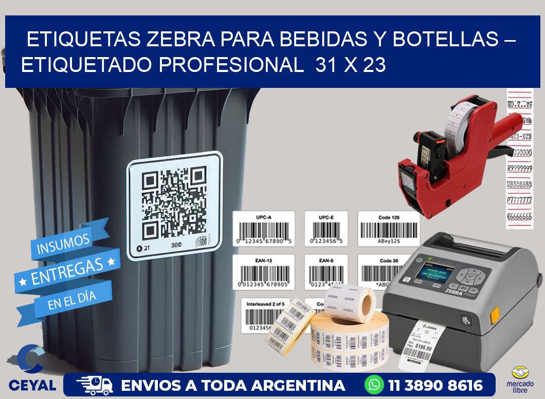 Etiquetas Zebra para Bebidas y Botellas – Etiquetado Profesional 31 x 23
